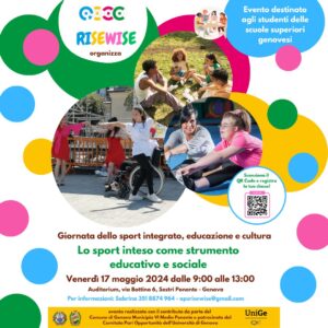 17/05 “Giornata dello sport integrato, educazione e cultura” – Evento riservato alle scuole e comunità